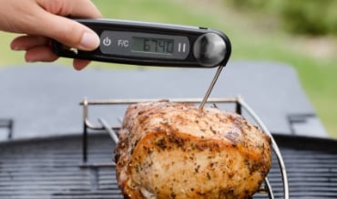 cooking chicken with a digital thermometer